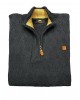 Blue woolen blouse with zip and embossed design POLO ZIP LONG SLEEVE