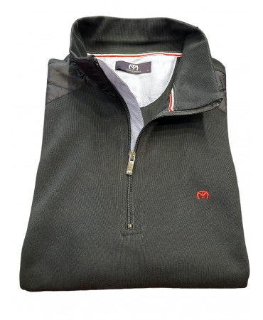 Men's blouse with zipper in blue color with special finishes on the neck and shoulders