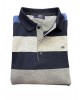 Makis Tselios men's cotton blouse with stripes in charcoal blue and raff POLO BUTTON LONG SLEEVE