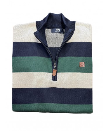 Loose fit green and beige men's blue base zip up shirt