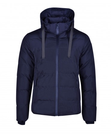 Men's blue jacket with special texture and hood