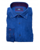 Blue corduroy shirt with burgundy collar and cuffs MAKIS TSELIOS SHIRTS