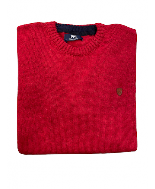 Blouse in knitted woolen neckline in red color Makis Tselios ROUND NECK