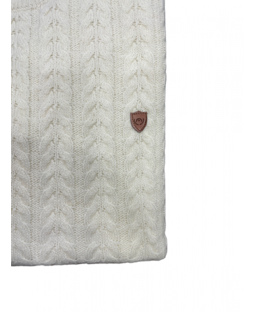 Makis Tselios knitted woolen turtleneck in white color with braids