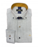 Makis Tselios men's shirts in gray base with small design blue and brown kathos and button on the collar MAKIS TSELIOS SHIRTS