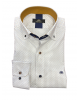 Tselios men's shirts on a white base with a blue and beige small design as well as a taupe color inside the collar MAKIS TSELIOS SHIRTS