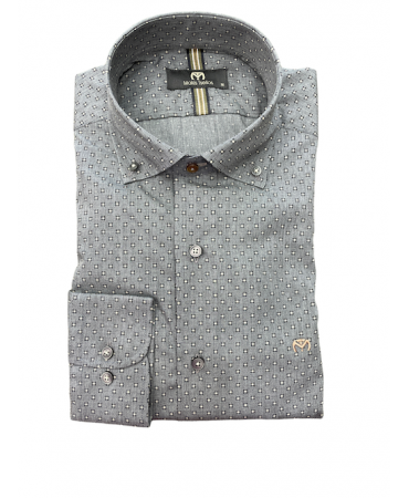 Makis Tselios gray shirt with geometric small pattern in beige color