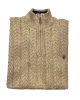 Knitted with zipper and braids by Makis Tseliou in dark beige color POLO ZIP LONG SLEEVE
