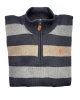 Blue, beige and gray wide striped woolen knit with zipper POLO ZIP LONG SLEEVE