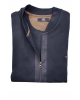 Makis Tselios blue jacket with pockets and leather company logo JACKETS