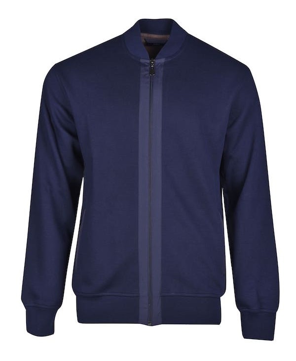 Makis Tselios blue jacket with pockets and leather company logo JACKETS