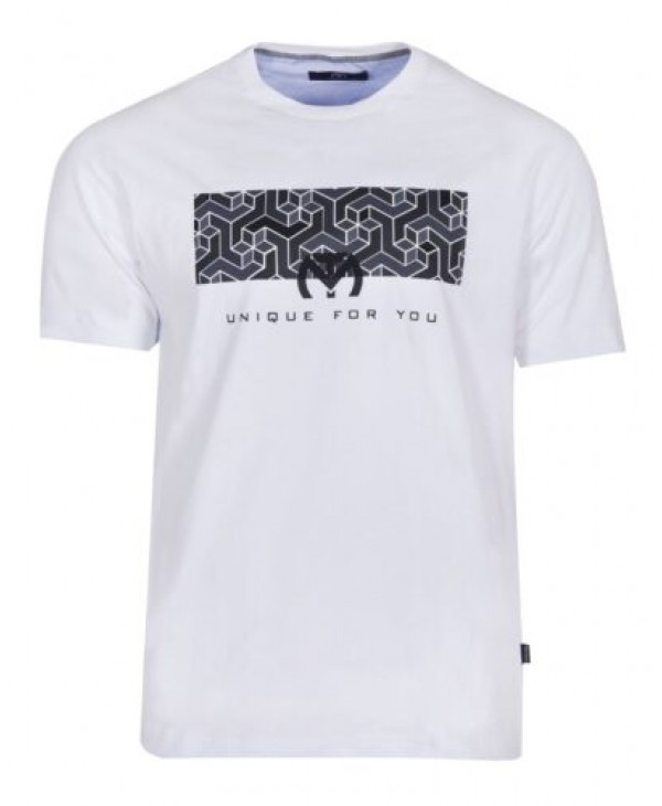 Cotton T-shirt for men in a white base with a black print Unique for You T-shirts 