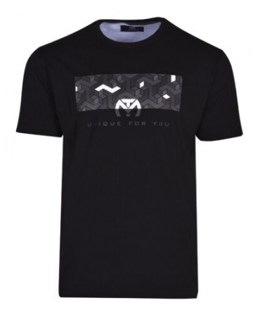 Βαμβακερο μπλουζακι ανδρικο σε μαυρη βαση γκρι σταμπα MT Unique for You