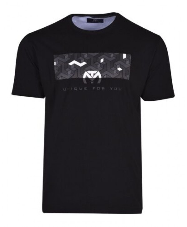 Men's cotton t-shirt in black base gray print MT Unique for You T-shirts 