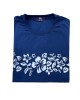 Makis Tselios men's T-shirt on a blue base with white print leaves T-shirts 