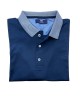 Makis Tselios polo shirt for men blue with gray collar and sleeve trims SHORT SLEEVE POLO 