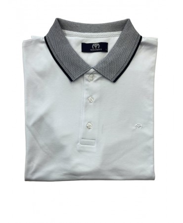 Men's t-shirt white with gray on the collar and sleeves