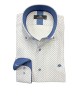 Makis Tselios men's shirt with a small blue design on a white base and special buttons MAKIS TSELIOS SHIRTS