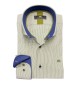 Men's olive striped shirt with rex collar and blue trim MAKIS TSELIOS SHIRTS
