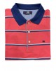 Makis Tselios man's t-shirt with blue and white stripes on a coral base SHORT SLEEVE POLO 