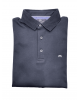 Makis Tselios Polo with button on a blue base with white relays on the sleeve and special buttons SHORT SLEEVE POLO 