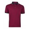 Burgundy polo with black collar and details