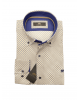 Cotton 100% Shirt Miniature blue and beige on white base MAKIS TSELIOS SHIRTS