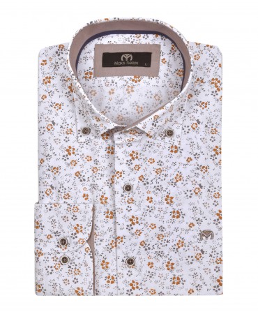 White printed shirt with Tampa and Gray flower Makis Tselios