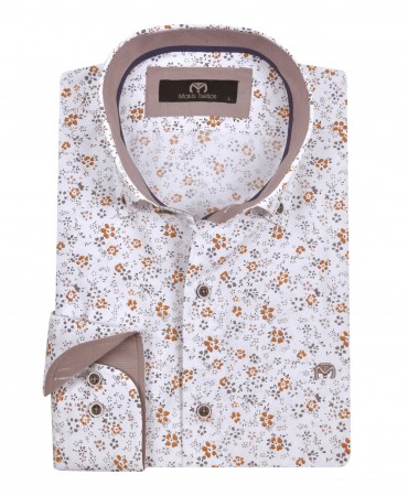 White printed shirt with Tampa and Gray flower Makis Tselios
