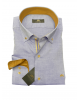 Light blue shirt with wooden buttons, inside of the collar and cuff in tampa color as well as inner two-tone rally MAKIS TSELIOS SHIRTS