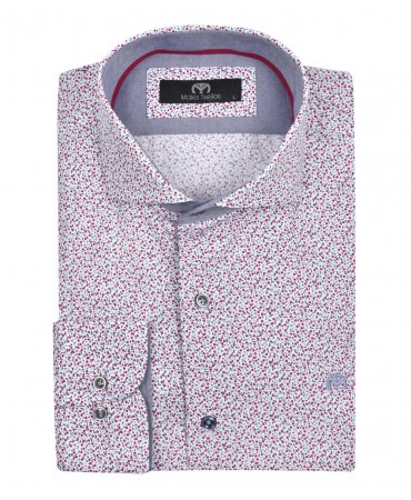 Makis Tselios shirt printed on white base with red and blue flower