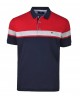 Makis Tselios polo blue with red and gray in a special braid SHORT SLEEVE POLO 