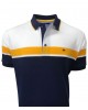 Makis Tselios polo blue with white and yellow in a special knit SHORT SLEEVE POLO 
