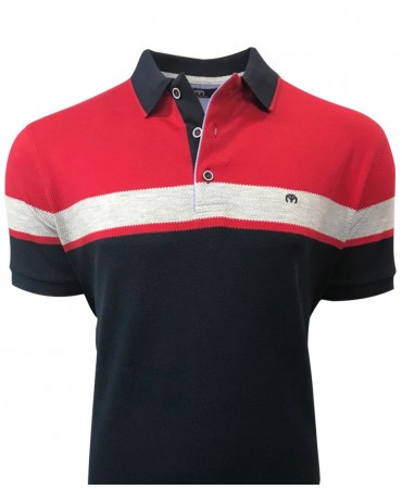 Makis Tselios polo blue with red and gray in a special braid