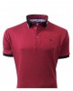 Burgundy polo with black collar and details SHORT SLEEVE POLO 