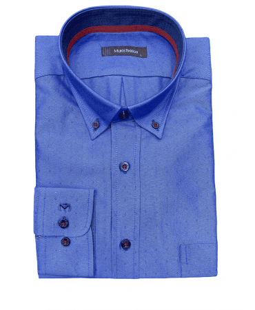 Monochrome Shirts with Miniature Design in Blue and with Pocket Makis Tselios