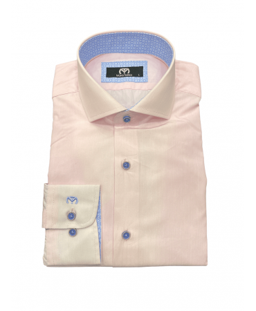 Makis Tselios Pink Shirts with Blue Finishes and Special Ruff Buttons