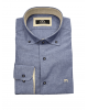 Makis Tselios cotton shirt with linen monochrome blue with off-white finishes MAKIS TSELIOS SHIRTS