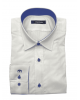 Makis Tselios White Shirt with Inner Collar, Cuff and Pattern in Roua Color As well as Blue Buttons OFFERS