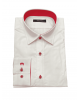 Makis Tselios White Shirt with Inner Collar, Cuff and Sleeve in Red Color OFFERS
