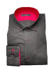 Makis Tselios Shirt with Button on Collar on Black Base and Polka Dot Red Finishes OFFERS