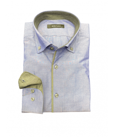 Makis Tselios Comfortable Line Shirt in Ruff Color with Lace, Collar and Cuff Interior in Gray