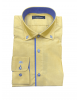 Makis Tselios Mustard Shirt with Outer Half Pattern Ruff As well as Blue Buttons OFFERS