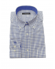 Makis Tselios Shirt Button Down with Checkered Pocket Blue OFFERS