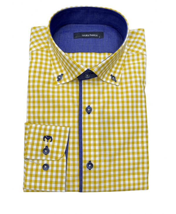 Shirt in yellow cart with blue trim Makis Tselios OFFERS