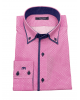 Makis Tselios Shirt with White Miniature in Pink Base and Double Collar in Blue OFFERS