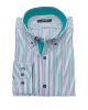 Shirt Button Down Makis Tselios Striped Blue Green on White Base with Green Finish OFFERS