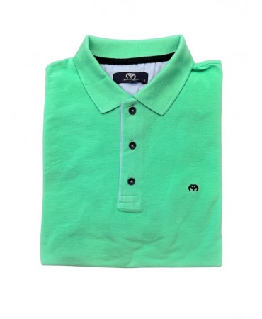 Polo shirt in bright green with light blue and blue buttons