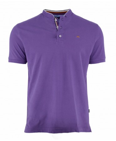 Mao men's t-shirt Makis Tselios purple with a special stripe on the placket