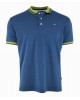 Men's blue polo shirt with light green collar SHORT SLEEVE POLO 